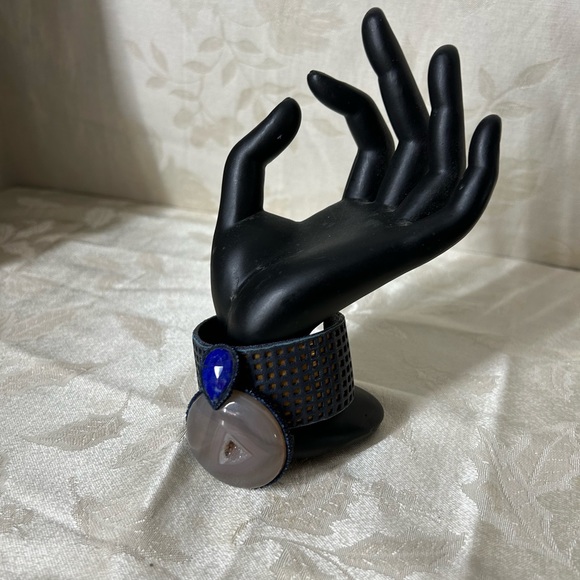 annie hammer Jewelry Vintage Annie Hammer Signed Leather Cuff